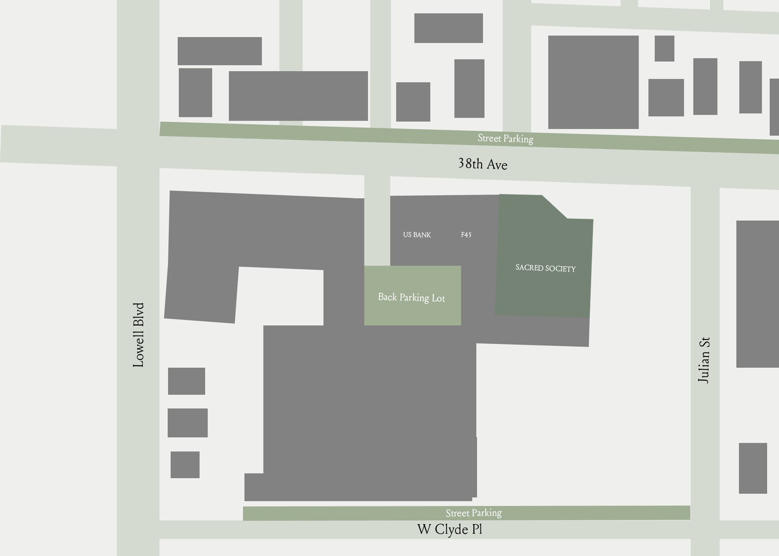 Sacred Society parking diagram