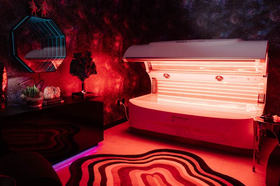 Red light therapy room at Sacred Society
